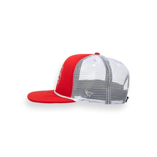 PAPER PLANES SCRIPT TRUCKER HAT - CORAL RED