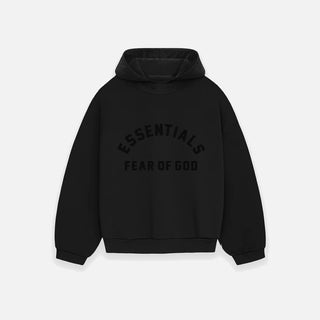 NYLON FLEECE HOODIE - JET BLACK