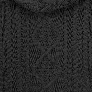 KIDS ESSENTIALS CABLE KNIT HOODIE - JET BLACK