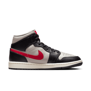 WMNS AIR JORDAN 1 MID - BLACK / RED / SAIL