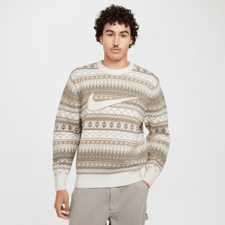 NIKE LIFE FAIR ASLE SWOOSH SWEATER- LIGHT OREWOOD BROWN/ SAIL