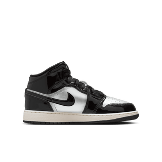 AIR JORDAN 1 MID SE (GS) - BLACK / METALLIC SILVER / METALLIC GOLD