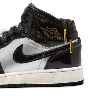 AIR JORDAN 1 MID SE (GS) - BLACK / METALLIC SILVER / METALLIC GOLD