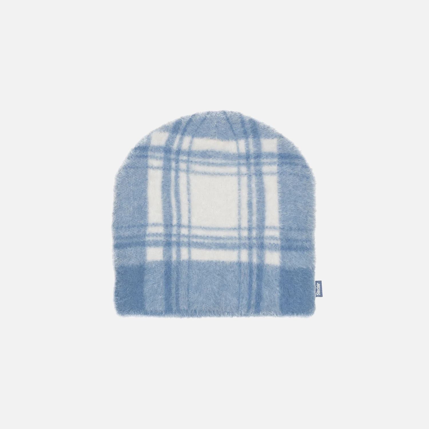 BRUSHED PLAID BEANIE - LIGHT BLUE