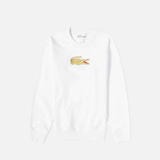 CDG X LACOSTE CROC LOGO CREWNECK - WHITE