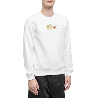 CDG X LACOSTE CROC LOGO CREWNECK - WHITE