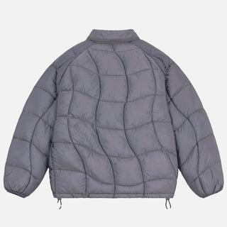 MIDWEIGHT WAVE PUFFER JACKET - SILVER GREY