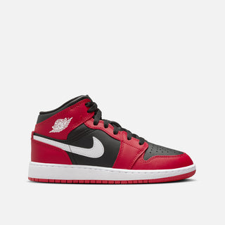 AIR JORDAN 1 MID (GS) - black / white / gym red