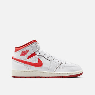 AIR JORDAN 1 MID SE (GS) - WHITE / LOBSTER