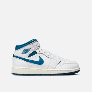 AIR JORDAN 1 MID SE (GS) - WHITE / INDUSTRIAL BLUE