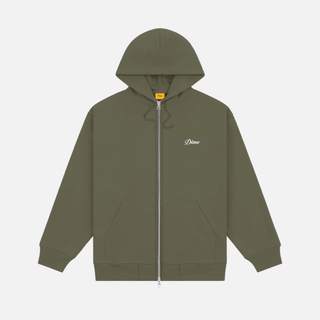 CURSIVE ZIP HOODIE - ARMY GREEN