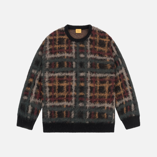 PLAID MOHAIR KNIT - BLACK