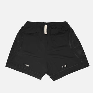 ABC.123. MESH SATIN BASKETBALL SHORTS - BLACK