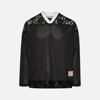 JUXTAPOSITION LACE/MESH HOCKEY SHIRT - BLACK