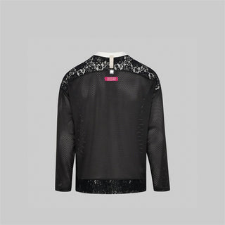 JUXTAPOSITION LACE/MESH HOCKEY SHIRT - BLACK