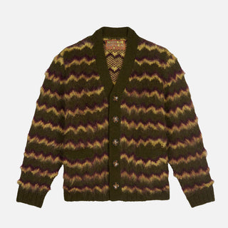 ZIG ZAG STRIPED CARDIGAN - OLIVE MULTI