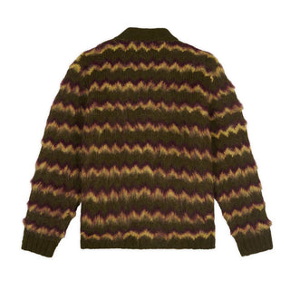 ZIG ZAG STRIPED CARDIGAN - OLIVE MULTI