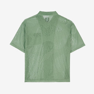 ENGINEERED MESH SHORT SLEEVE BUTTON UP - GREEN