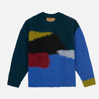 BOXY KNIT SWEATER - BLUE MULTI