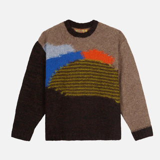 BOXY KNIT SWEATER - BROWN MULTI