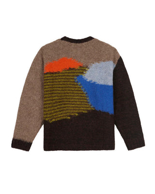 BOXY KNIT SWEATER - BROWN MULTI