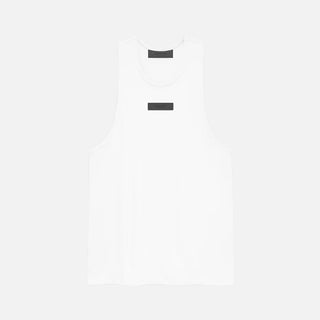 ESSENTIALS RIBBED TANK TOP - WHITE