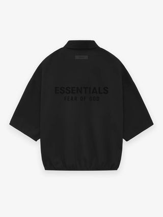 ESSENTIALS 3/4 SLEEVE POLO - BLACK