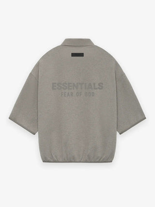 ESSENTIALS 3/4 SLEEVE POLO - HEATHER GREY