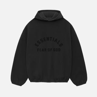 ESSENTIALS NYLON FLEECE HOODIE - BLACK