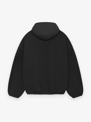 ESSENTIALS NYLON FLEECE HOODIE - BLACK