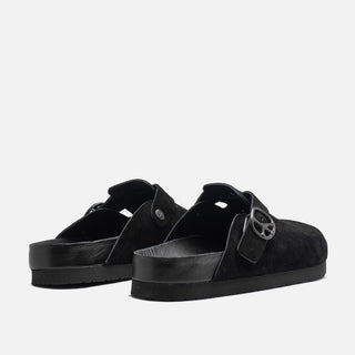 CLOG SANDAL SUEDE LEATHER - BLACK