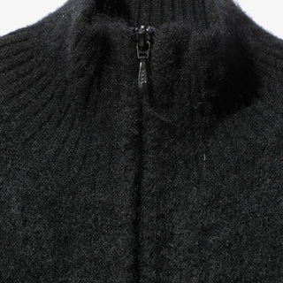 ZIPPED MOHAIR CARDIGAN - BLACK