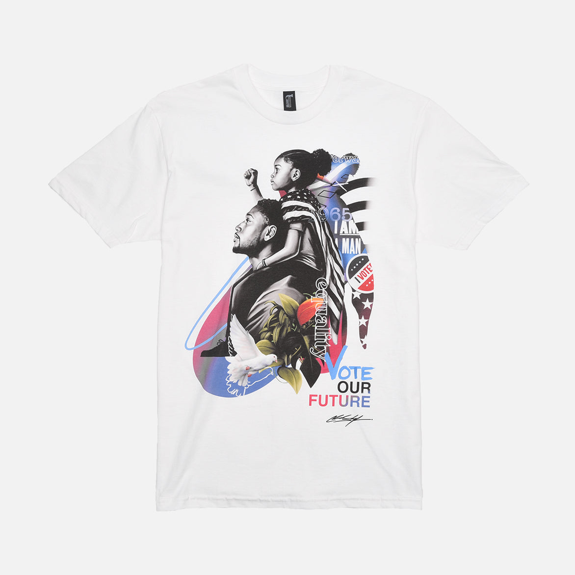 CHUCK STYLES "VOTE OUR FUTURE" MURAL TEE - WHITE