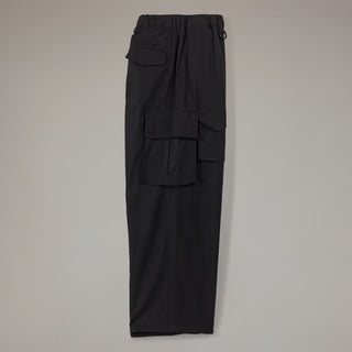 WASHED TWILL CARGO TROUSERS - BLACK