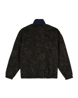 LEOPARD REVERSE SHERPA JACKET - OLIVE