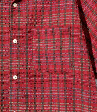 S/S ONE-UP SHIRT - PE/R CHIFFON SUCKER PLAID - RED