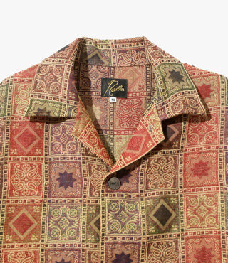 CABANA SHIRT - POLY INDIA JQ. - RUST / NAVY / GREEN