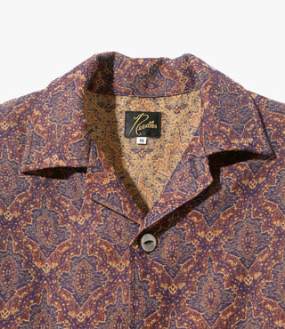 CABANA SHIRT - POLY INDIA JQ. - NAVY / YELLOW / BROWN