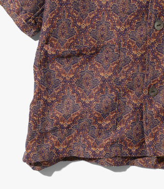 CABANA SHIRT - POLY INDIA JQ. - NAVY / YELLOW / BROWN