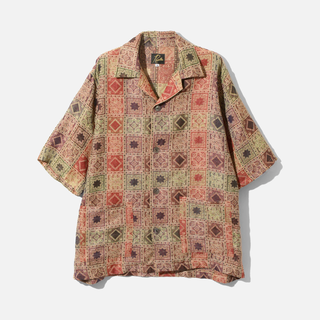 CABANA SHIRT - POLY INDIA JQ. - RUST / NAVY / GREEN