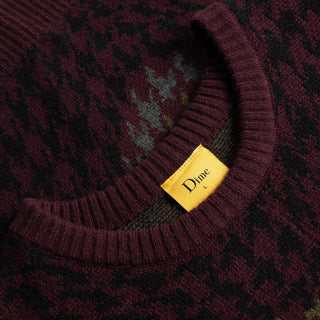 HOUNDSTOOTH KNIT - BURGUNDY