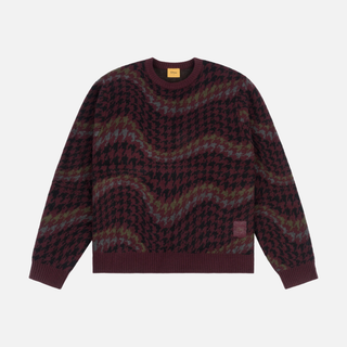 HOUNDSTOOTH KNIT - BURGUNDY