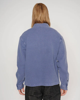 WAFFLE BUTTON FRONT SHIRT - BLUEBERRY