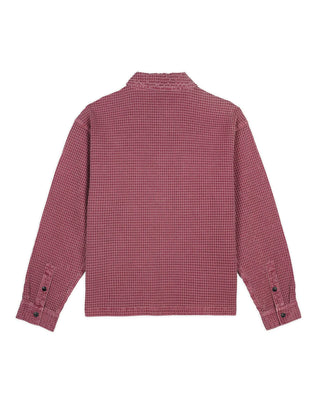 WAFFLE BUTTON FRONT SHIRT - RASPBERRY