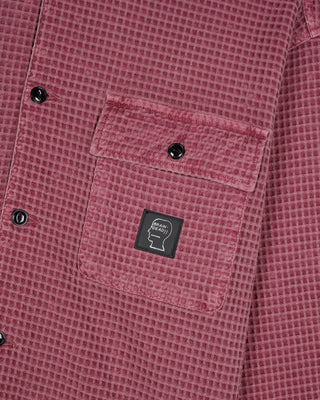 WAFFLE BUTTON FRONT SHIRT - RASPBERRY