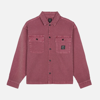 WAFFLE BUTTON FRONT SHIRT - RASPBERRY