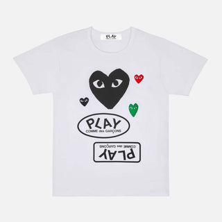 WOMEN`S MULTI HEART TEE - WHITE / BLACK