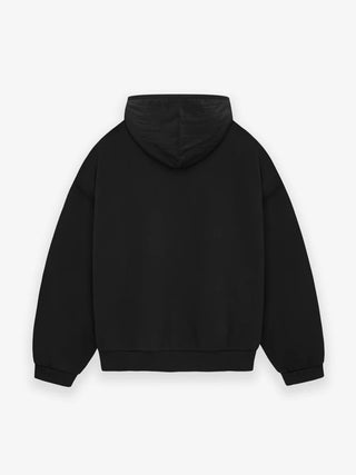 NYLON FLEECE HOODIE - JET BLACK