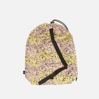 KAWS X CDG SHIRT PATTERN PRINT BAG - YELLOW