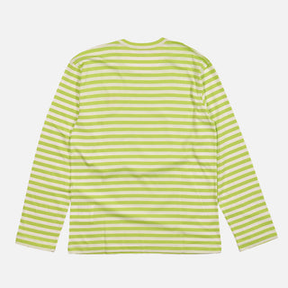 STRIPED HEART LOGO LS TEE - GREEN / WHITE